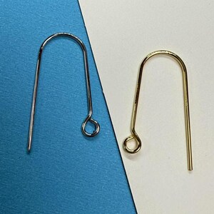 14k Gold Plated Ear Wires, Silver Tone U Shape Ear Hooks image 10