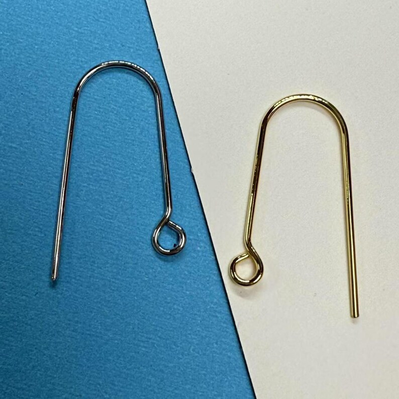 14k Gold Plated Ear Wires, Silver Tone U Shape Ear Hooks image 10