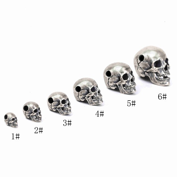 S925 Sterling Silver Skull Head Bead, Spacer Beads, Bracelet Bead