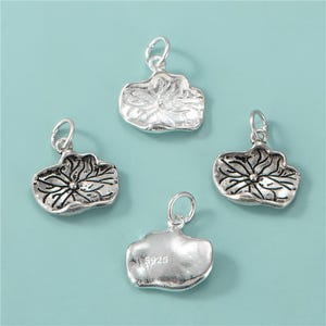 Sterling Silver Lotus Leaf Charm Pendant, Leaves Bracelet, Summer Necklace, Water Lily Earring, Yoga Meditation Jewelry, Charms In Bulk