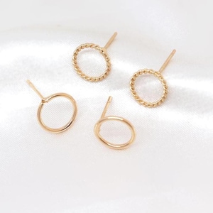 14K Gold Tone Twist Circle Earring Posts , Gold Tone Plain Earring Post Ear Stud, Round Ear Stud, Earring Component,Earring accessories 10mm