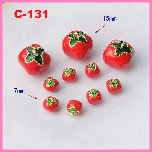 Charme de fruits de tomate plaqué or 14 carats, breloques alimentaires dorées pour la fabrication de bijoux, breloque de collier, breloque de bracelet, breloque de boucle d'oreille bricolage