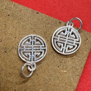 Sterling Silver Longevity Charm Pendant, Health Bracelet, Fortune Necklace, Oriental Earring, Auspicious Jewelry, Long Life Charm