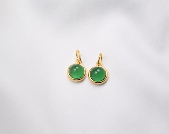 Sterling Silver Green Jade Charm, Chalcedony Pendant
