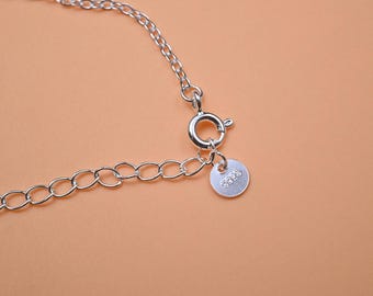 Collar de cadena ajustable de plata de ley, estilo curb, spiga, figaro, lingote (45 cm)