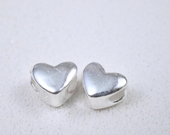 Sterling Silver Heart Bead, 925 Silver Spacer Bead, Bracelet Necklace Bead, Love Heart Bead 8mm