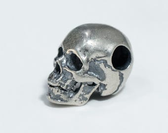 S925 Sterling Silver Skull Head Bead, Spacer Beads, Bracelet Bead