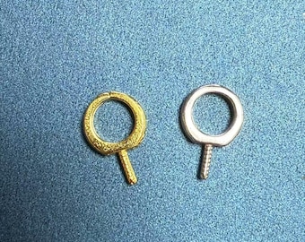 10pcs Sterling Silver Eyepins, Screw Peg Bails, Earring Findings