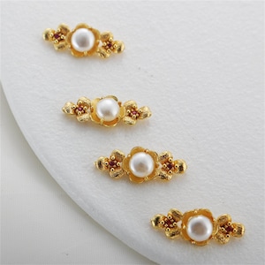 14K goudkleurige bloem verbindingsbedel, parel, robijn, bloemen sieraden maken