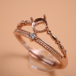 Dainty Sterling Silver Ring Setting, Round Prong, DIY Ring Band (3-6mm)