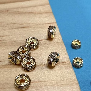 10pcs 14K Gold Plated Pony Bead, Gold Tone Wheel Bead, Zircon Donut Bead, Bracelet Bead, Necklace Bead, Spacer Bead 4mm 5mm 6mm 8mm
