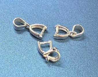 Sterling Silver Pinch Bails, Pendant Necklace Jewelry Making Supplies
