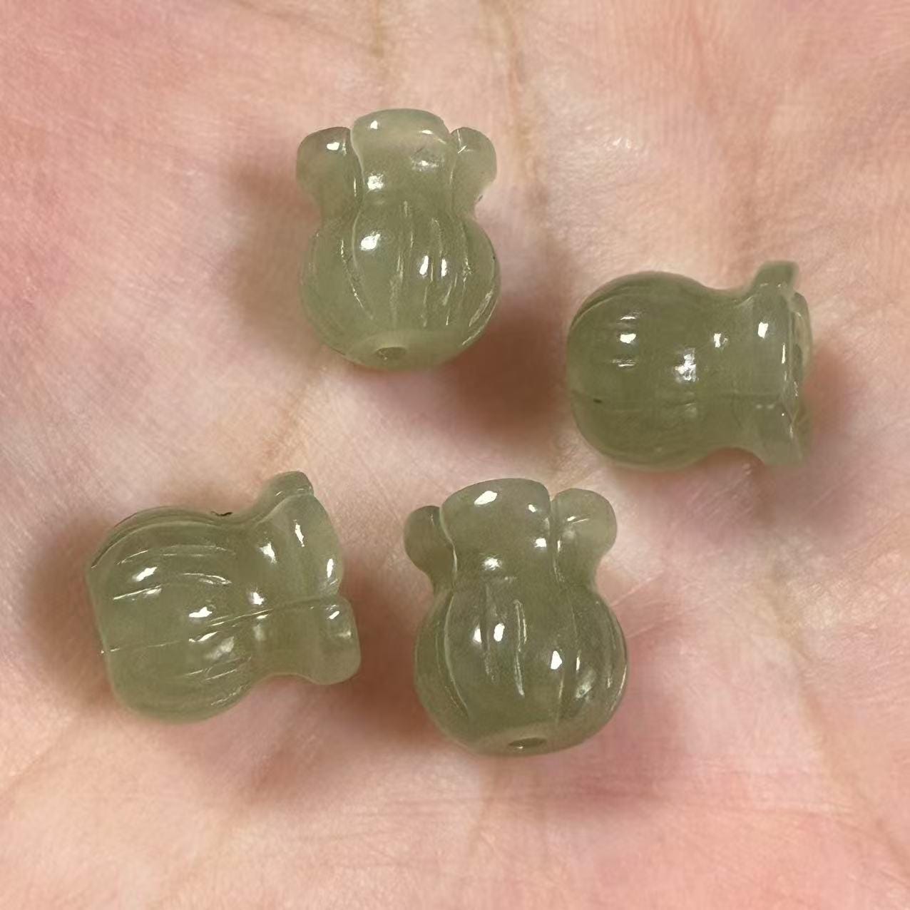 Natural Nephrite/white Jade Carving Bead, Flower Jade Beads Hand