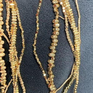 Perline distanziatrici in ematite placcate in oro 14K, perline distanziatrici in oro minuscole, perline a pepita, perline geometriche, perline di semi per forniture per la creazione di gioielli
