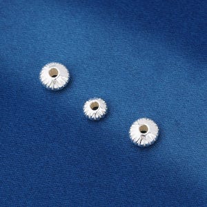 Sterling Silver Corrugated Saucer Beads, S925 Silver Pumpkin Ufo Beads, Flat Saucer Beads, Saucer Spacer Beads 4.5mm 5.5mm 6mm