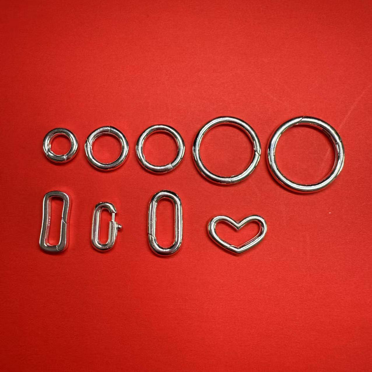 2pcs S925 Sterling Silver Round Gate Clasp,Heart Push Clasp,Oval Lobster Clasp,Rectangular Trigger Clasp,Rectangle Spring Clasp,Hinged Clasp