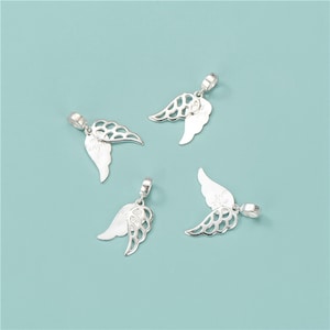Sterling Silver Angel Wing Charms, 925 Silver Angel Charms, Double Wing Charms, Love Wing Pendants For Necklace Bracelet