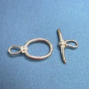 Sterling Silver Oval Toggle Clasps, S925 Silver Toggle Clasp, Bracelet Clasp, Necklace Clasp, Oval Circle Clasp, Toggle Set
