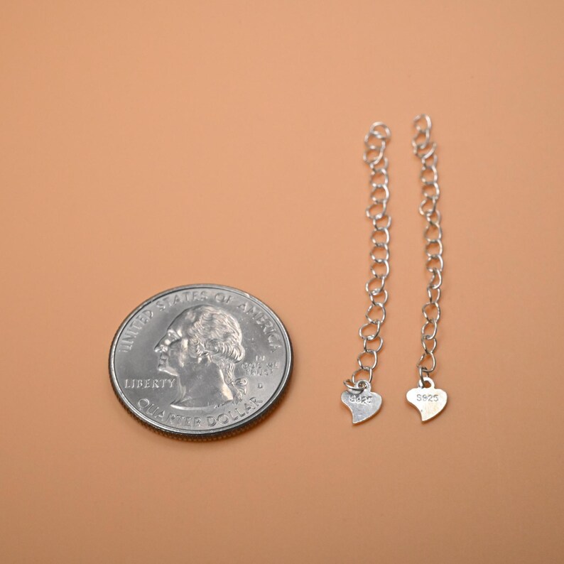 Sterling Silver Chain Extender with Heart Charm - Adjustable Necklace or Bracelet Length image 12