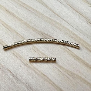 14K Gold Plated Straight Tube Bead, Cut Tube Bead, Spacer Bead, S Shape Twist Tube Bead, Faceted Tube Tube Spacer Bead