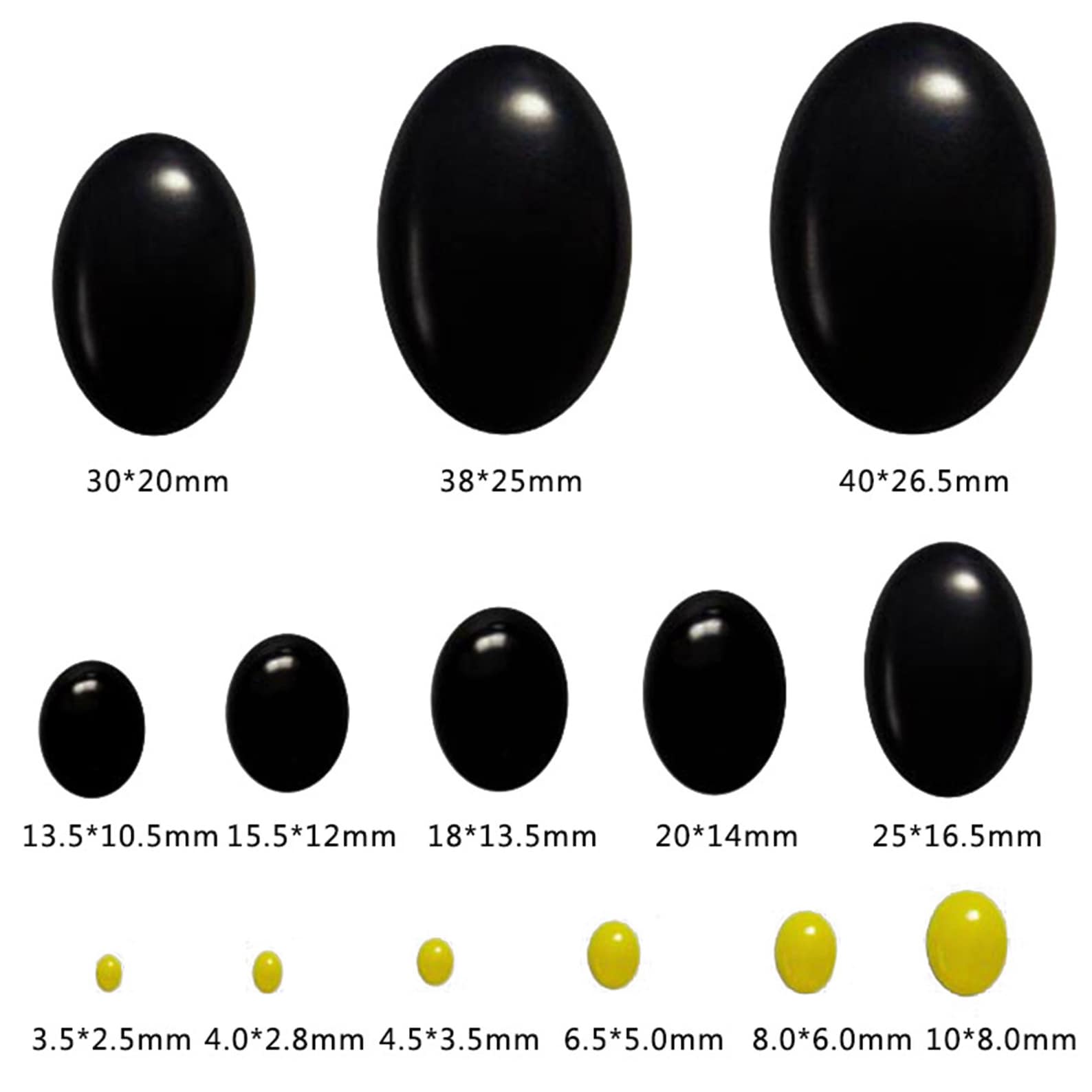 100pcs Black Eyes Oval Animal Eyes . Straight in Eyes. Etsy