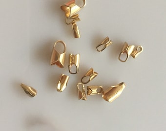 14K Gold Filled Leather Cord End Caps, Gold Filled Crimp Ends, Bracelet Cord End Caps for Jewelry Making Findings, Bracelet Cord End