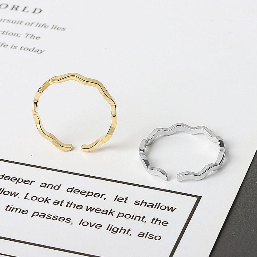 Gold Plated Wave Smooth Ring Settings, Silver Tone Open Wave Rings ...