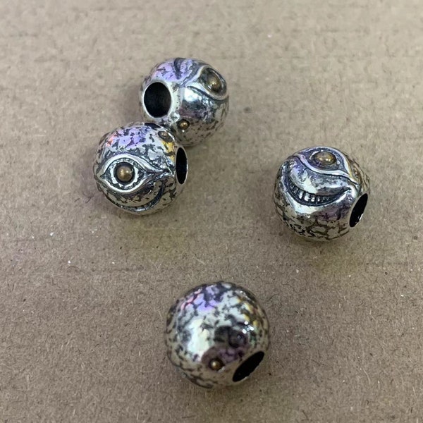 Sterling Silver Unicorn Eye Beads, Evil Eye Bead, Ward off Evil Bead, Turkish Evil Eye Bead, Talisman Bead, Bracelet Spacer, Mystical Bead