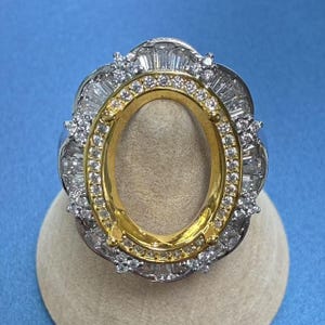 Sterling Silver Oval Ring Setting, Oval Ring Head, 925 Silver Ring Prong setting with Claw, Halo Ring Settings,  6*8 8*10 9*11 10*12 10*14mm