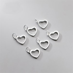 Sterling Silver Heart silhouette Charm Pendant, Sweetheart Bracelet, Valentine&#39;s Day Necklace,Love Earring,Romantic Jewelry,Friendship Charm