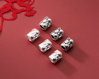 Rörpärla i sterlingsilver med blommotiv, för smyckestillverkning (18 mm 22 mm)