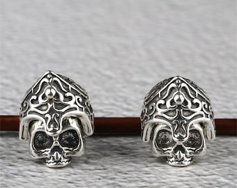 Sterlingzilveren schedelkraal Indian Chief, gotische tussenstuk armband