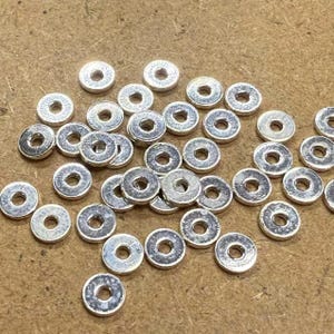 Sterling Silver Flat Round Beads, Chip Bead, Nugget Bead, Seed Bead, Pony Bead, Bracelet Spacer, Tiny Bead, Rondelle Bead, Geometric Bead