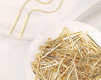 14K Gold Plated Bar Charm, O Chain Tassel Pendant, DIY Earring Supplies