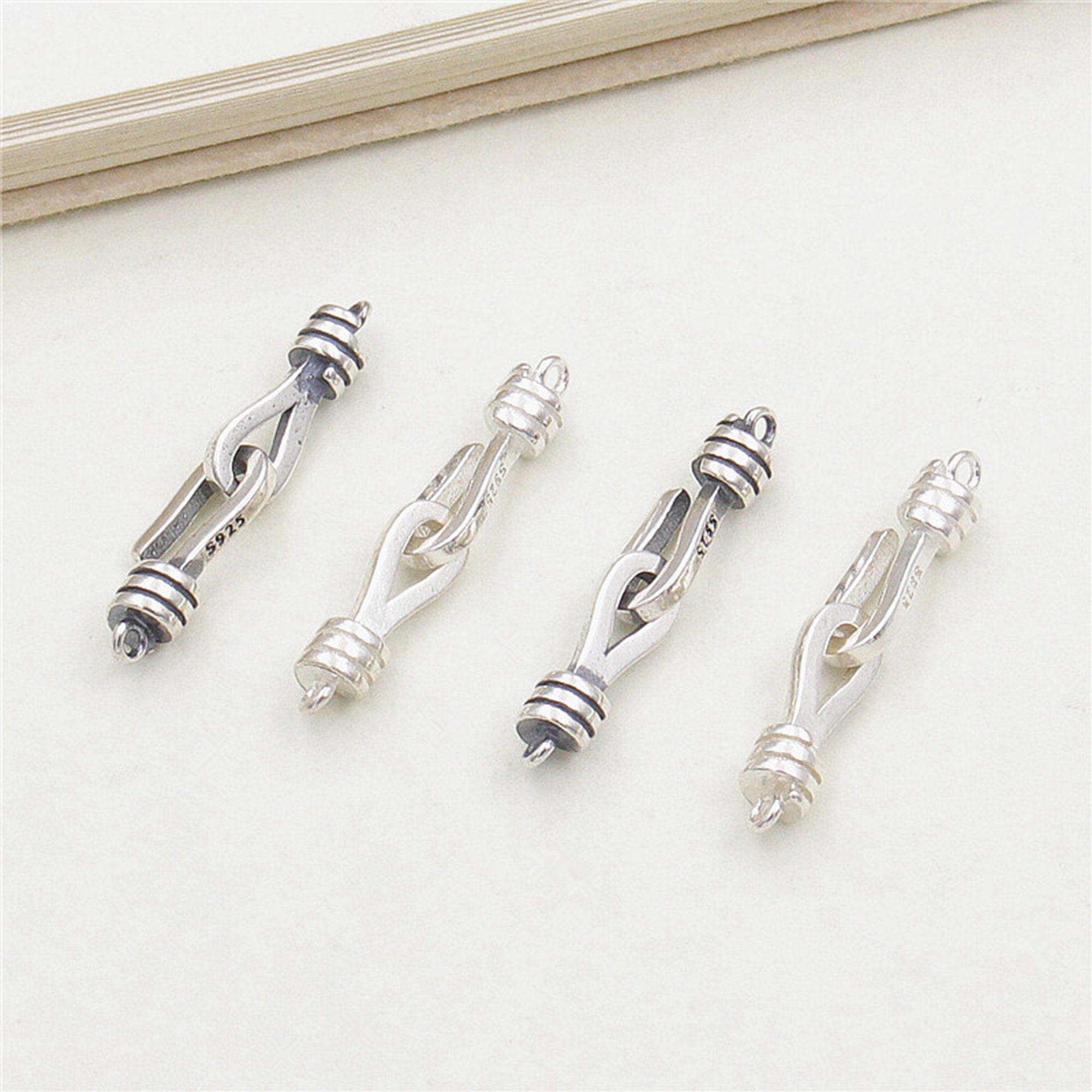 Sterling Silver Hook and Eye Clasps, 925 Silver Thicken Hook Clasps, Matt  Hook and Eye Connector, Clasp Connector for Necklace 