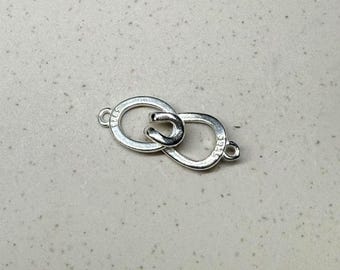 Sterling Silver Hook and Eye Clasp Connector, Bracelet Necklace Clasp (24x8mm)