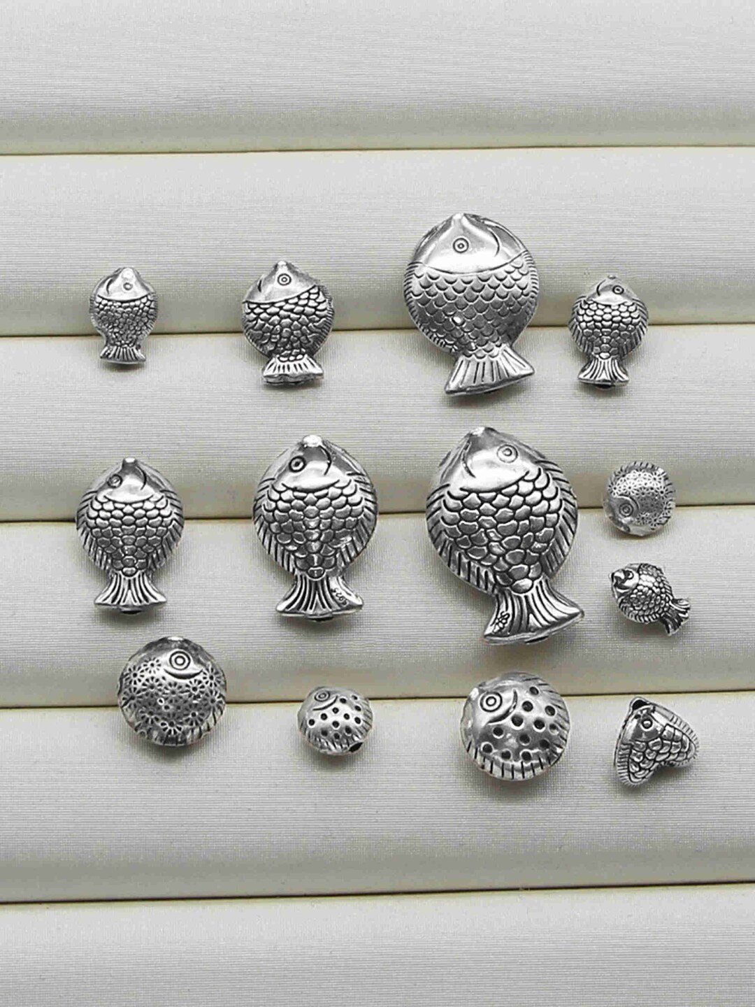 Sterling Silver Fish Beads, Fish Bead, Animal Bead, Jewelry Supplies