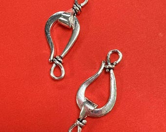 Sterling Silver Oval Hook Connector, Necklace Bracelet Clasp (11x28mm)