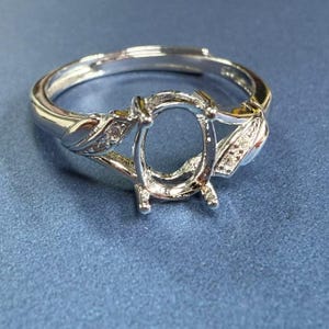 Sterling Silver Oval Ring Setting, Oval Ring Head, 925 Silver Ring Prong Setting With Claw, Art Deco Ring Band 4x6/5x7/6x8/7x9/8x10mm