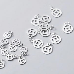 Sterling Silver Coin Charm Pendant, Money Bracelet, Currency Necklace, Wealth Earring, Small Charm, World Coin Jewelry, Coin Collector Charm