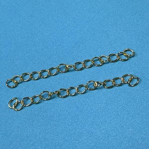 18K Gold Plated Cable Extension Chains, Gold Tone Cable Chain Extenders, Necklace Extender Chains, Cable Extension 46mm