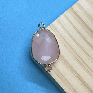 Natural Gemstone Irregular Oval Connector Charm, Mineral Quartz Crystal Dalmatian Jasper Oval Connector for Jewelry Making Supplies