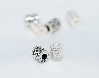 Sterling Silver Tube Bead, Geometric 925 Spacer, 5mm
