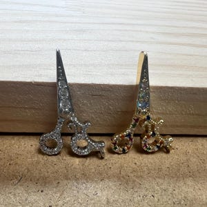 14K Gold Plated Haircut Scissors Charm, Gold Tone Sewing Scissors Charms, Seamstress Charm, Tailor Charm, Necklace Charm, Bracelet Charm DIY