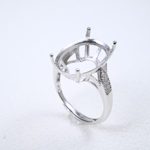 Sterling Silber Oval Ring Fassung mit Kralle, Minimalistische Ringschiene (10x14 12x16 13 x 18 mm)