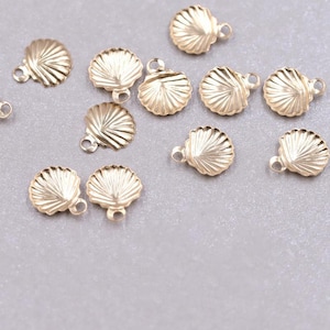 14K Gold Filled  Scallop Charm, Gold Filled Seashell Pendants For Jewelry Making Supplies, Bracelet Charm, Necklace Charm, Earring Charm DIY
