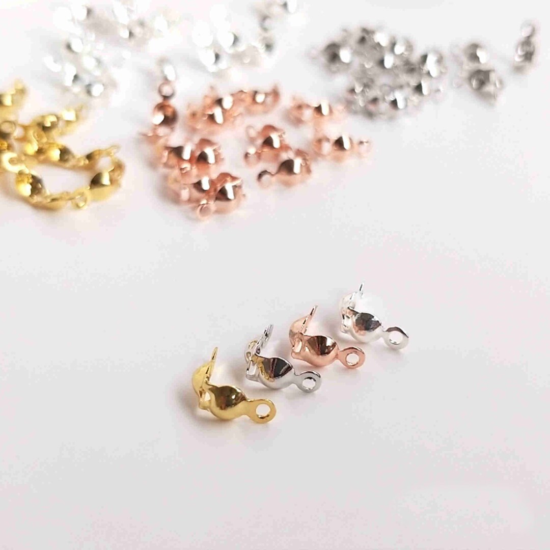 10pcs 18K Gold Plated Clamshell Bead Tips Gold Tone End Tip Etsy