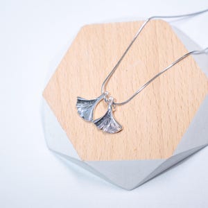 Sterling Silver Ginkgo Leaf Pendant, Nature Charm