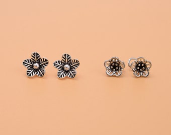 Sterling Silver Flower Charm Pendant, Botanical Jewelry