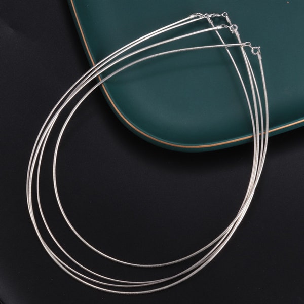 Sterling Silver Choker Hoop Necklace Wire Necklace 15Ga 17Ga (1.5mm 1.2mm) Thin Wire Choker Necklace 16" 18" Wholesale